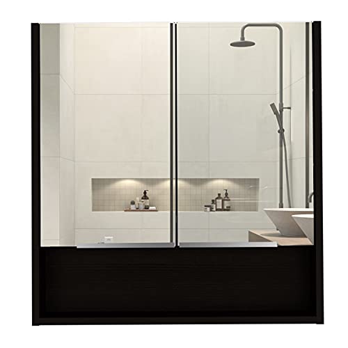 Depot E-Shop Tatacoa Mirror Medicine Cabinet with One Open Shelf and Three Interior Shelves, 24.6