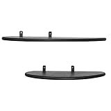 Bloomingville 24 Inches and 19 Inches Mango Wood and Metal Organic Shaped Floating Wall Shelves, Matte Black, Set of 2