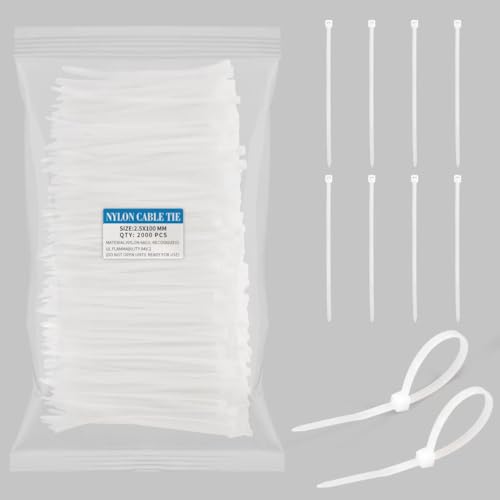 White Zip Ties 4 inch, Small Zip Ties Clear Self-Locking with 18 lb Tensile Strength Plastic Wire ties Wraps 4