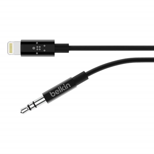 Belkin Câble 3,5 mm avec connecteur Lightning de 90 cm (certification MFi, iPhone 13, 13 Pro, 13 Pro Max, 13 mini et modèles antérieurs, noir)