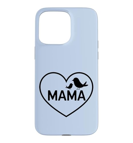 Mama Bird Heart Minimalist Mother and Baby Bird - �u���[ �X�}�z�P�[�X iPhone 15 Pro Max �p