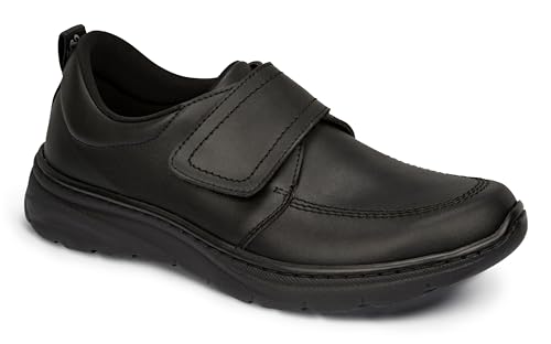 DIAN - Florencia Plus Negro 42, Zapato de Trabajo con Cierre de Velcro Tipo Blucher, Plantilla Acolchada, Suela Ultra Ligera y Flexible de Estructura Resistente, Antideslizante y Antiestática