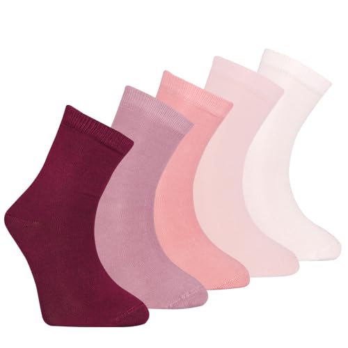 Petit Minou Mochi Seamless-Toe Viscose derived from Bamboo Crew Socks - Ultra Soft 5-Pack Kids Socks (US Age 10 Years 12 Years Plum)