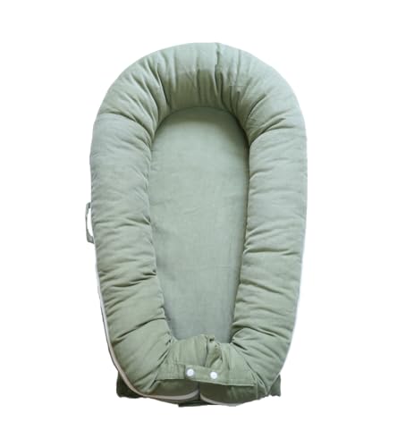 Image of Deluxe Infant Lounger, Baby Nest Cover for Baby Girls & Boys, Newborn Essentials for Baby 0-12 Months, 100% Cotton (Sage Green)
