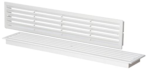 Steinberg14 Door Vent Cover - Two Sided Door Grille - Plastic Ventilation Grill - Door Vents for Interior Doors - Door Louver Vent - Door Air Vent Grill (White, 17.7x3.6 inch - with Screws)
