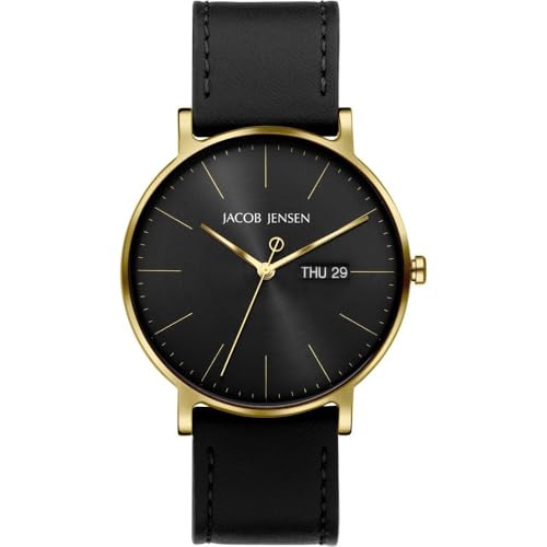 Jacob Jensen Herrenuhr Titan Quarz Schwarz/Goldfarben 165