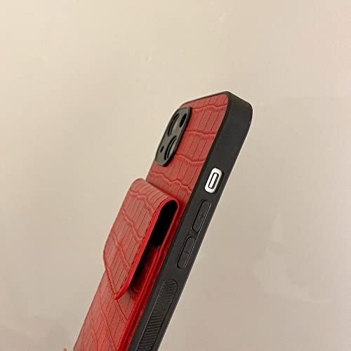 Étui en cuir crocodile pour iPhone 12 marron avec porte-carte élégant