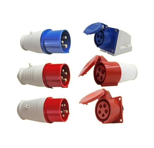Enchufe de aviacion industrial macho y hembra con acoplamiento rapido de 5 pines y 32A 3