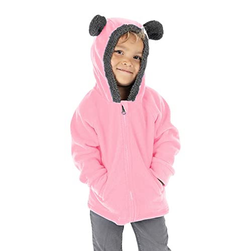 𝗧𝗲ddy Hooded Jacket for Kids 𝗦𝗵erpa Lined Thick Fleece Windproof Zip- Up Casual Coat Warm Shaggy Outerwear2