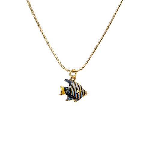 Preisvergleich Produktbild AMORETTO MILANO Halskette 'PESCA' Fisch Blau Gold AMS71