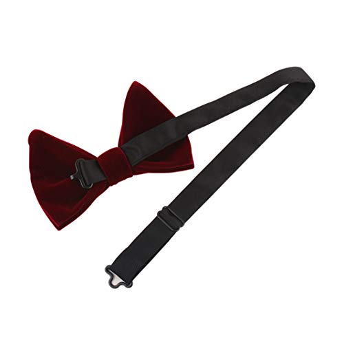 Image of Mens Oversized Velvet Bow Tie Solid Color Formal Tuxedo Pre-Tied Big Bowtie