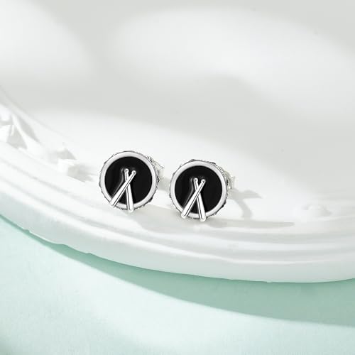 YAFEINI Drummer Gifts Earrings Sterling Silver Drums and Drumstick Stud Earrings Musical Jewelry for Women Men Drummer Lovers Gifts3