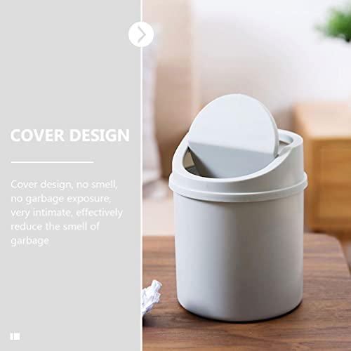 Image of LIFKOME Mini Trash Can with Lid 2pcs Small Trash Can Plastic Wastebasket Tiny Desktop Waste Garbage Bin Waste Paper Basket for Office, Bathroom, Desktop