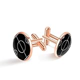 Roségoldene Manschettenknöpfe für Herren, Schmuck-Manschettenknöpfe, Anzug, Hemd, Business, Hochzeit, mit Geschenkbox –Schwarzer Fußball-Fußball-strukturierter Rasenplatz