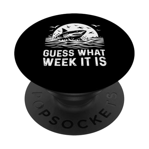 Vintage Guess What Week It Is Shark Lovers Funny Shark Shark PopSockets PopGrip Intercambiable