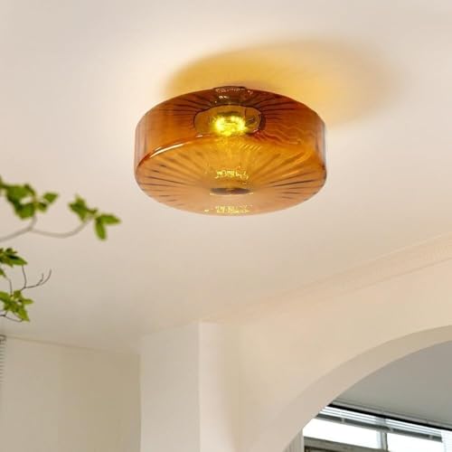 Plafonnier Encastré Moderne Style Milieu du Siècle en Verre Ambré - 3