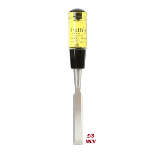Image of GreatNeck 5 /8 in Wood Chisel for Carpentry and Joinery, 5 Inch Blade, High Carbon Steel, Steel Cap Acetate Handle, Made in USA Woodworking Tools
