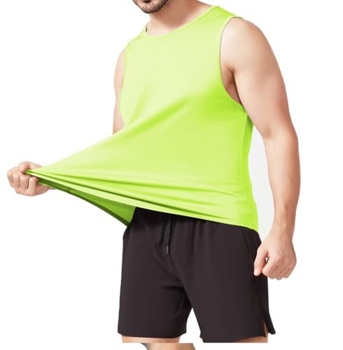 Camiseta sin mangas ajustada de secado rápido con cuello redondo verde 2