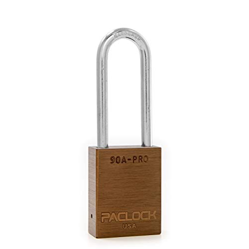 Image of PACLOCK's 90A-PRO Padlock, 1 /4 inch Diameter Hard. Steel Shackle, 2-1 /2 inch Tall, High Performance 7-Pin Cylinder w / 1 Key, Keyed Alike, Brown