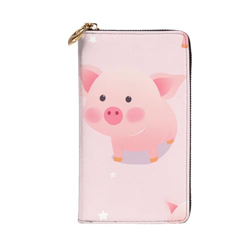 Leather Wallet - Stylish and Durable Wallet for Women with Multiple Compartments and Zipper Design lovely pink pig Picture2