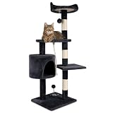 Árbol Rascador para Gatos | 3 Alturas con Refugio y Torre con Plataformas | Cuerda de sisal | Juguete Escalador Gato Grande | 116x40x40cm | Soporta hasta 10kg | Multinivel | Mediano