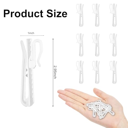 Image of 20 PCS Plastic Curtain Hooks Adjustable Pinch Pleat Curtain Clips Room Divider Curtain Hooks for Drapes