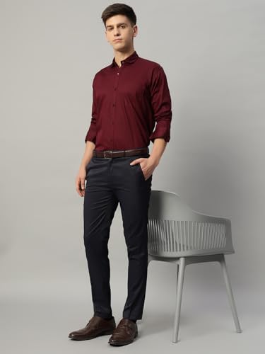 Image of Vogaan Formal Pant with Expandable Waist for Men | Men's Cotton Regular Fit Flat Front Pant for Party and Casual Wear