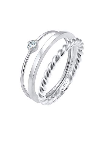 Preisvergleich Produktbild Elli Ring Damen Ringset Solitär Swarovski Kristalle in 925 Sterling Silber