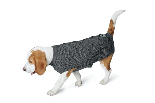 HUNTER Hundepullover MALMÖ, Farbe: anthrazit, klassisches Zopfstrick-Muster, wärmend & bequem, elastisch für optimalen Sitz, reflektierend für mehr Sichtbarkeit, waschbar bei 30°C, Größe: 30