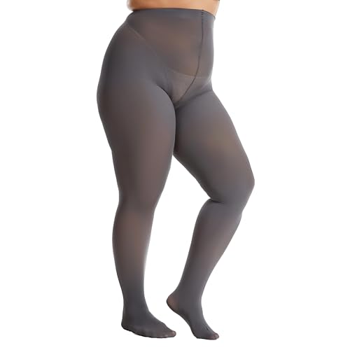 Image of Frola Plus Size Tights for Women Semi Opaque Control Top High Waist Stockings 60 Denier Women's Pantyhose 2X 3X 4X 5X