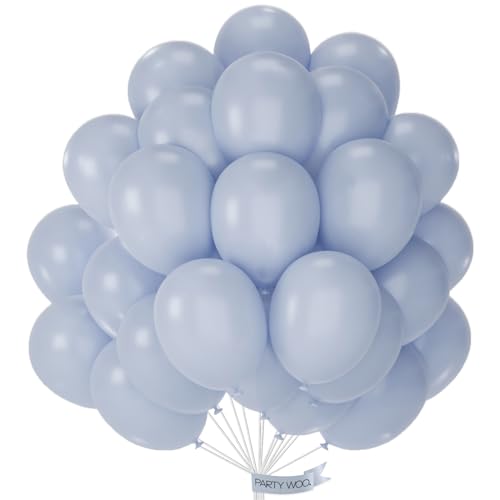 PartyWoo Dusty Blue Balloons, 50 pcs 12 Inch Boho Light Blue Balloons, Light Blue Grey Balloons for Balloon Garland or Arch as Party Decorations, Birthday Decorations, Wedding Decorations, Blue-F51 - 4