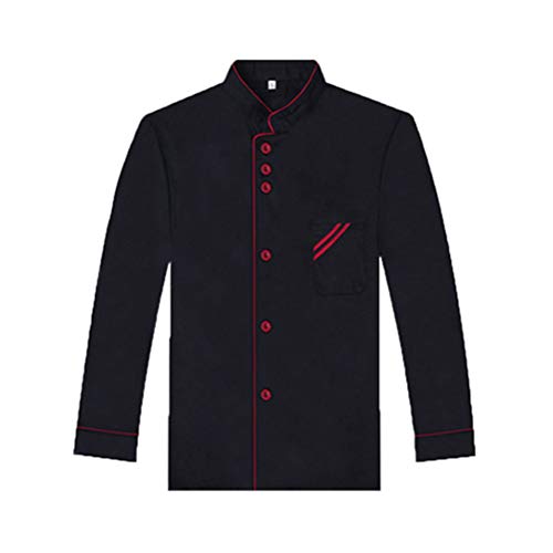 Cabilock Chef Uniforms Long Sleeve Chef Clothes Women Men Chef Coats Cotton Button Chef Jacket Personalized Chef Clothing for Restaurant Hotel Home Chef Black