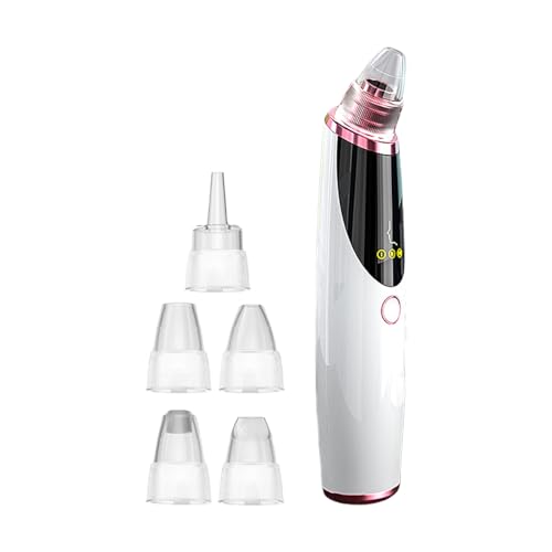Aspirador de poros - Eliminador de puntos-negros de 400 mAh, cabezal de succión de 16,5 cm - Limpiador de poros eléctrico con 3 modos y 5 accesorios para todo tipo de piel, recargable, limpieza