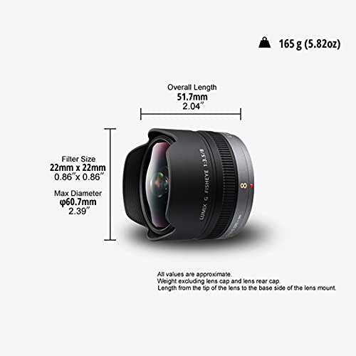 Panasonic H-F008E Obiettivo Lumix G Vario, 8 mm