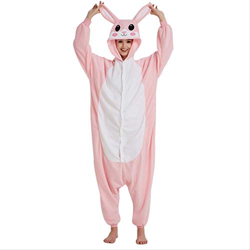 AYJMA Tier Frauen Onesies Kigurumi Pyjamas für Erwachsene Mädchen Bunny Nachtwäsche Cosplay Kostüm Jumpsuit Pijamas XL Bunny Strampler Cover