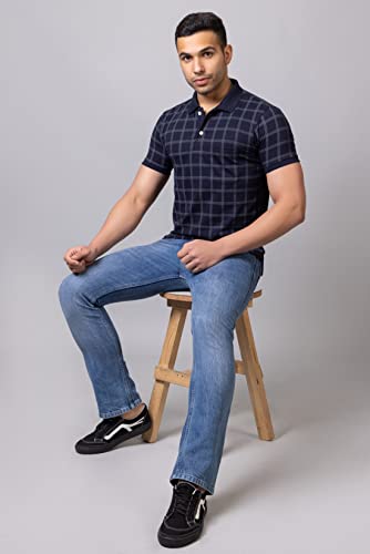 Image of PRORIDERS Half Sleeve 100% Pure Cotton Fabric Collared Regular Fit Men's Polo Checkered Tshirt with Pocket for Casual wear