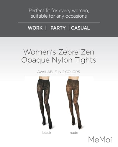 Image of MeMoi Women's Zebra Zen Opaque Nylon Tights