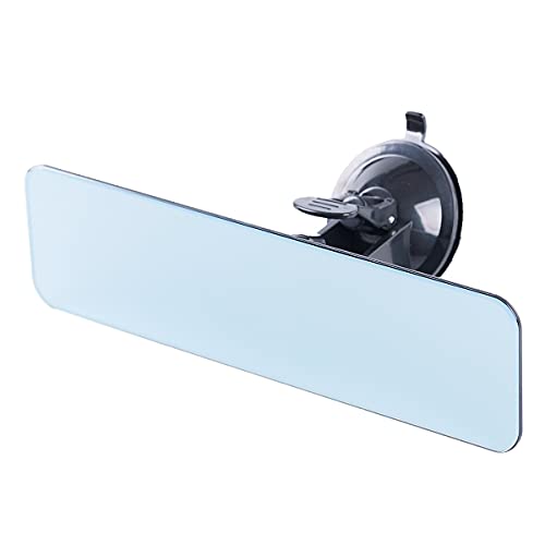 24 * 6,5cm Espejo Retrovisor Cuadrado Antideslumbrante sin Marco con Ventosa, Espejo Azul Universal de Coche, Espejo Plano de Gran Ángular, Eje Cardán con Ángulo Ajustable