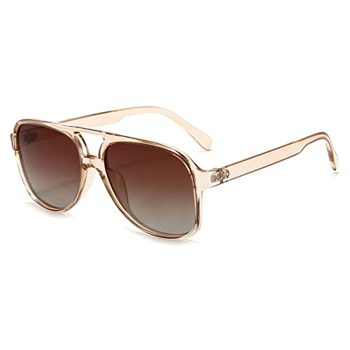 Image of Polarized Classic Vintage Aviator Sunglasses for Men Women Large Frame Retro 70s Sunglasses