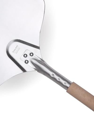 Image of KMW Aluminium Pizza Peel /Pizza Schoop /Pizza Shovel /Pizza Lifter /Pizza Pill Hand Finished Professional Wooden Handle - 35 CM Blade, 85 CM Total Length.