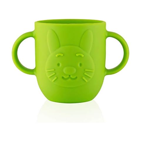 Hippie Hype Baby Toddler Cup, Open Silicone Cup with Dual Handles, Large 250ml (8.45oz) - Green Cover