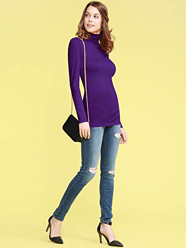 Image of Lock and Love Women's Turtleneck Top Lightweight Long Sleeve Slim Fit Pullover, Soft Rayon Stretch Layering Basic, S-3XL