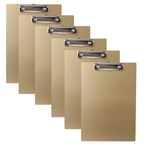 TUKA 6x A4 Porte-bloc en Aluminium, avec Pince, Haute Résistant Planchettes en Aluminium de Haute Qualité, Idéal pour le Travail Quotidien, Clip Planches 6er Pack en Couleur Champagne, TKD8025-6x