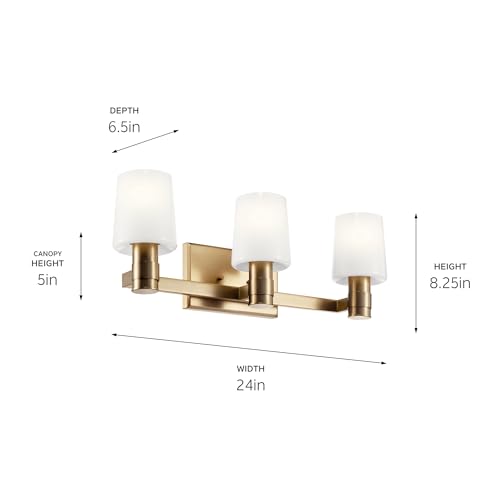 Image of Kichler Adani 3-Light Vanity Light Fixture, Modern Bathroom Vanity Lighting with Opal Glass in Champagne Bronze for Bathroom or Powder Room Wall Mount (8.25 inch x 24 inch), 55176CPZ