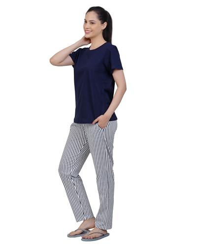 Image of Women's Premium Cotton Print Night Suits - Comfortable & Stylish Pajama Set with Pockets
