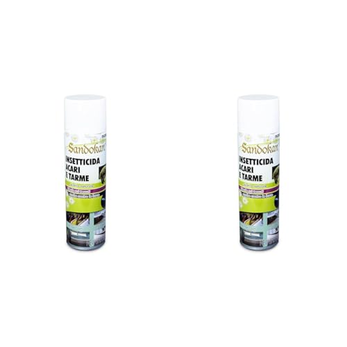Sandokan Anti-Acaro Insetticida ad Azione abbattente Tac Spray 500ml contro acari mosche e zanzare a base di piretro naturale per Interni ed Esteni (Confezione da 2)