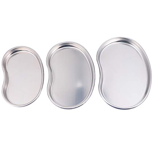Baluue 3 Piezas Bandeja de Riñón de Acero Inoxidable Lavabo de Emesis en Forma de Riñón Plato de Riñón de Metal Bandeja Plana de Tatuaje Placa de Desinfección Médica para Apósitos Sucios