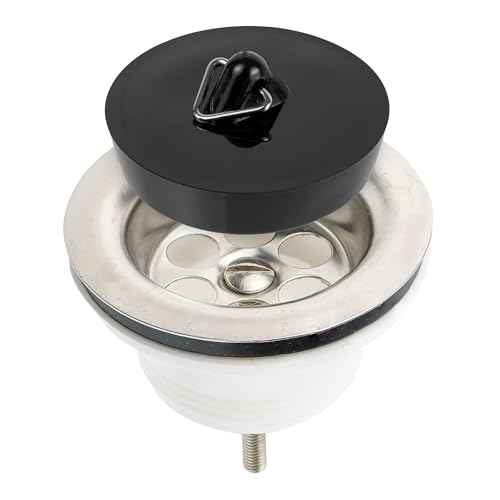 Bonde d’évier avec Bouchon et vidage, 1 lot, Taille Ø 70 mm - 1 ½ Pouce, Dessus des bondes SS201 en Acier Inoxydable, Vis de Montage M6x60, Base PP avec...