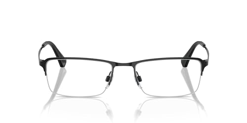 Emporio Armani Men's EA1044TD Rectangular Prescription Eyewear Frames, Shiny Black/Demo Lens, 55 mm