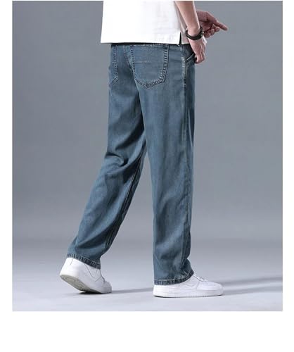 Men's Jeans Pants Summer Thin Lightweight Casual Baggy Denim Pants Straight Drape Trousers Male3